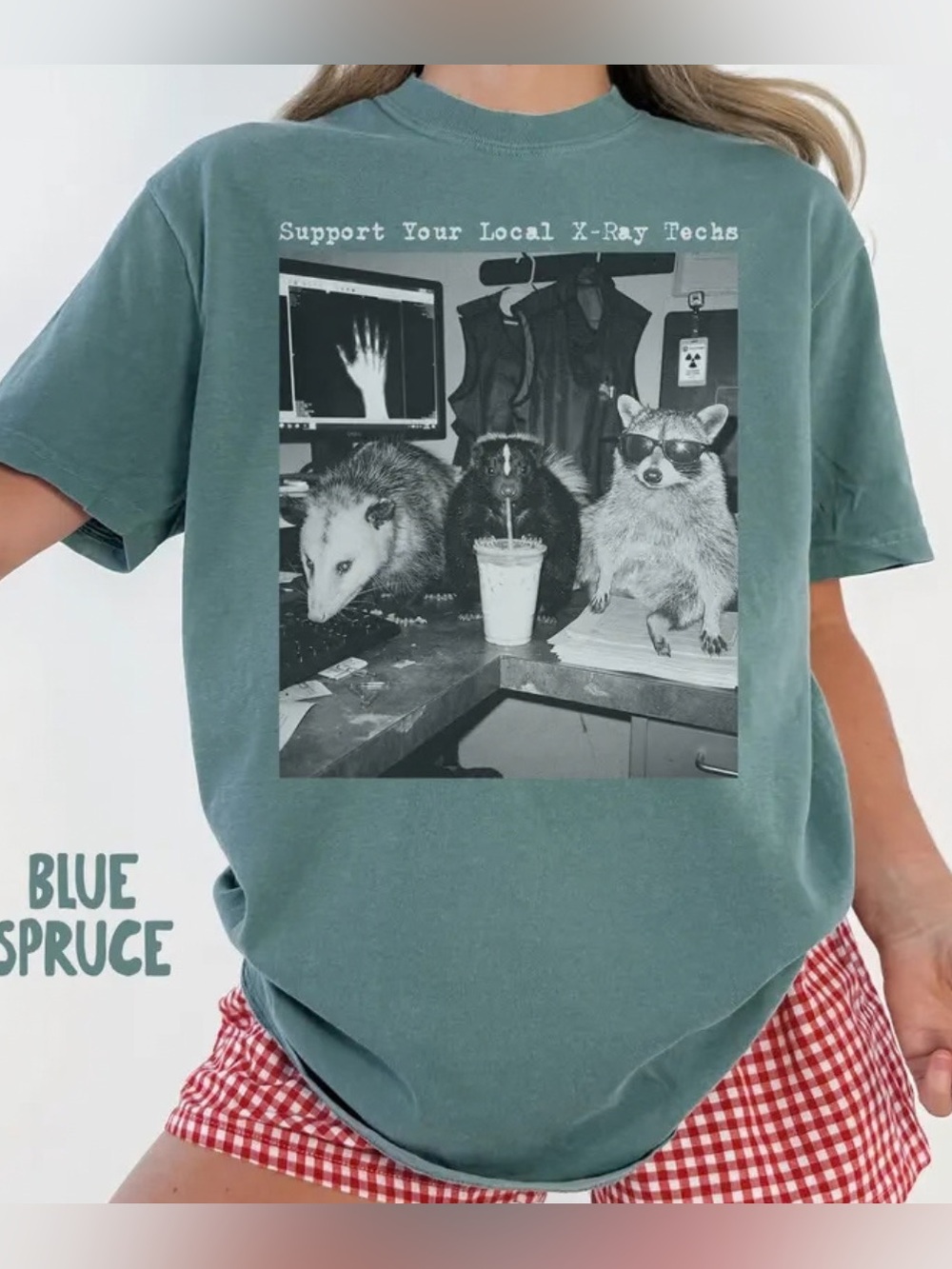 Comfort Colors Teal "Support Your Local X-Ray Techs" Graphic Tee For Unisex